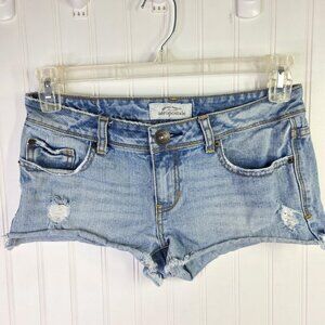 Aeropostale Denim Cutoff Shorts Juniors 5/6 Blue Distressed Raw Hem Frayed